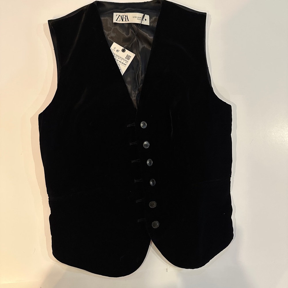 Zara Black Velvet Vest